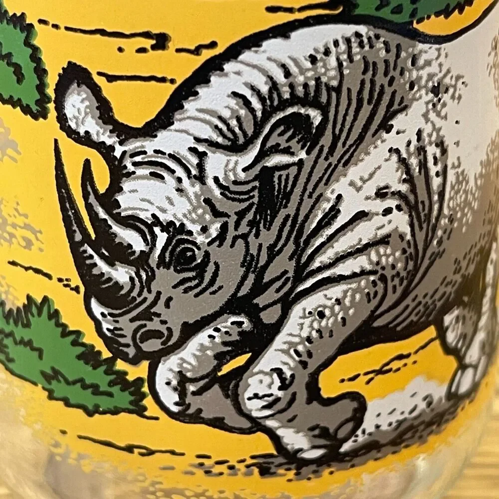 Welch’s Jelly Jar Glass Black Rhino with Lid – 1990s Endangered Species Series